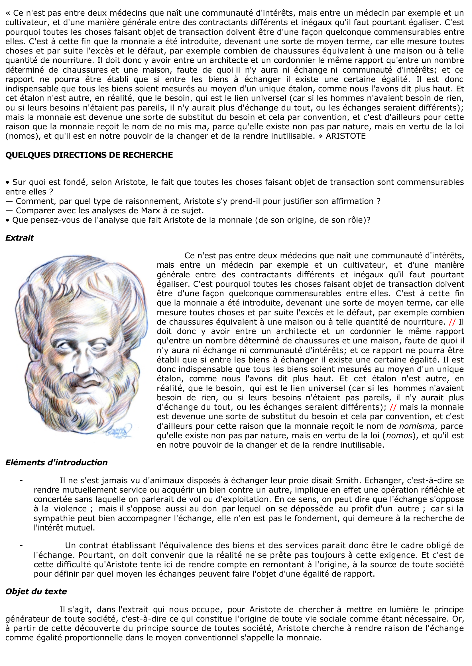 Prévisualisation du document Aristote: une communauté d'intérêts