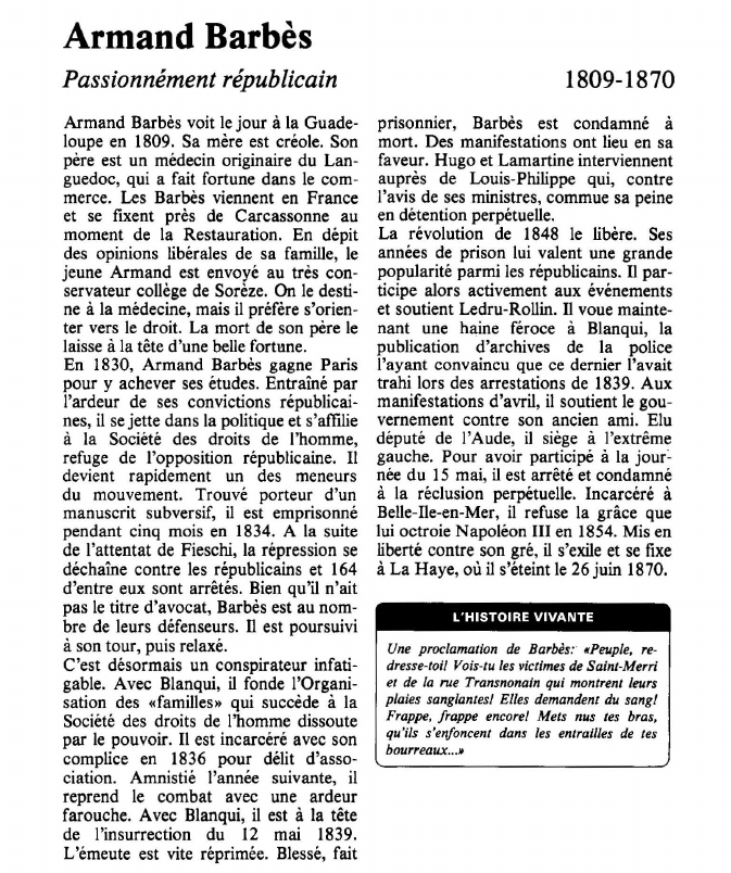 Prévisualisation du document Armand BarbèsPassionnément républicain.