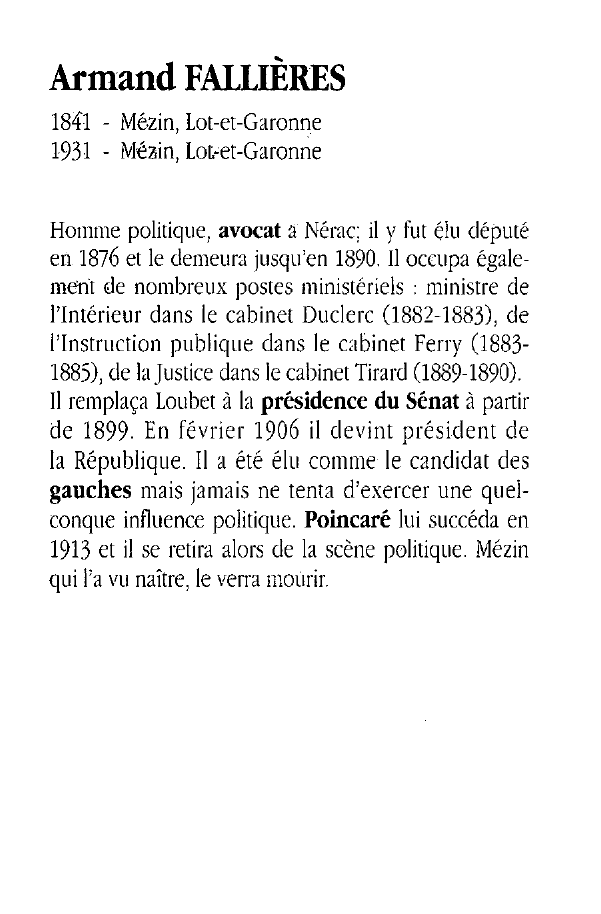 Prévisualisation du document Armand Fallières
