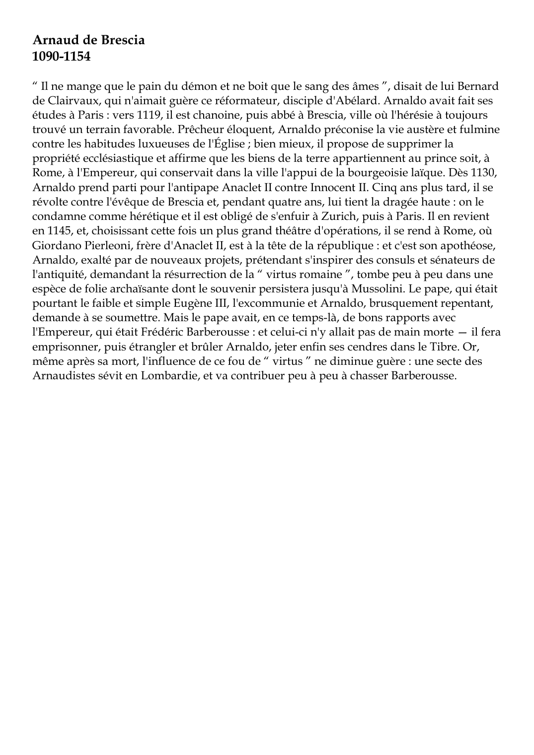 Prévisualisation du document Arnaud de Brescia 1090-1154