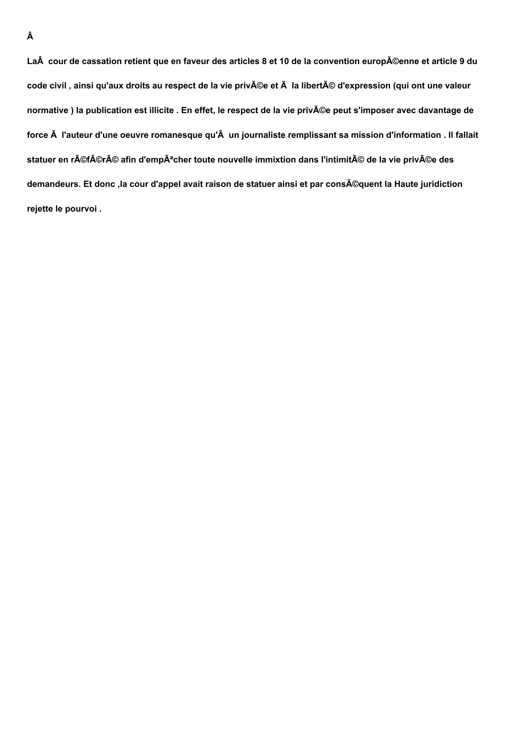 Prévisualisation du document arret de cassation du 9 juillet 2003 relatif au respect de la vie privée et la liberté d’expression