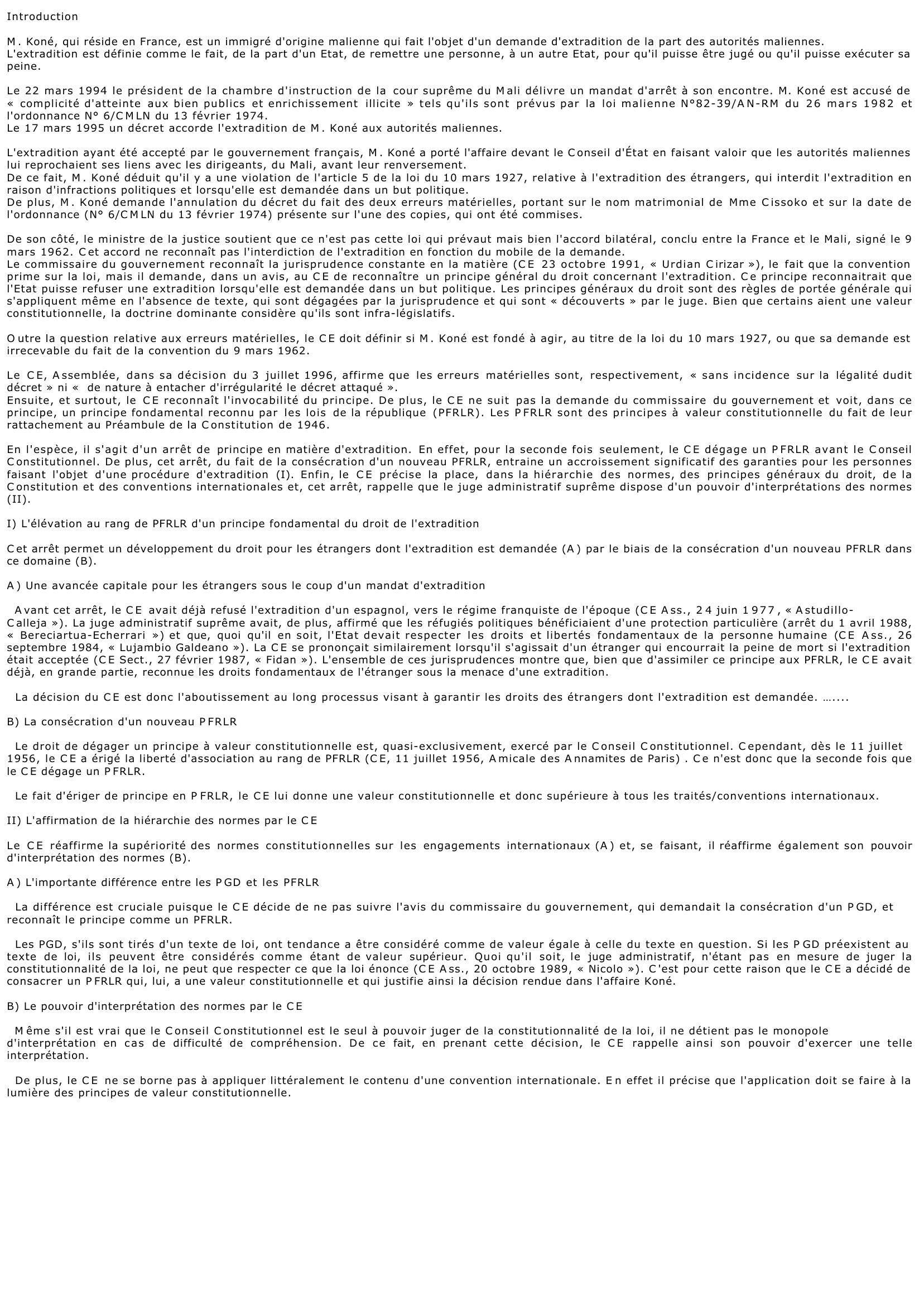 Prévisualisation du document Arrêt Koné (Commentaire de droit)