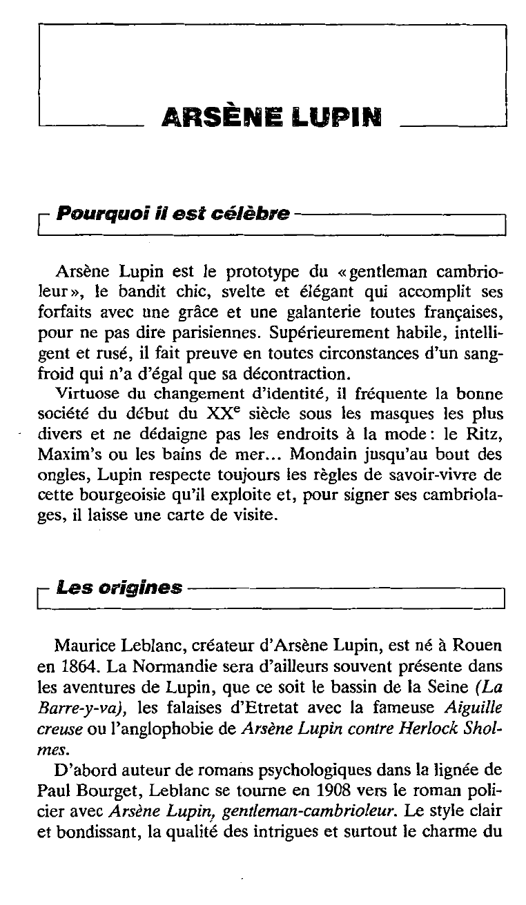 Prévisualisation du document Arsène Lupin - encyclopédie.