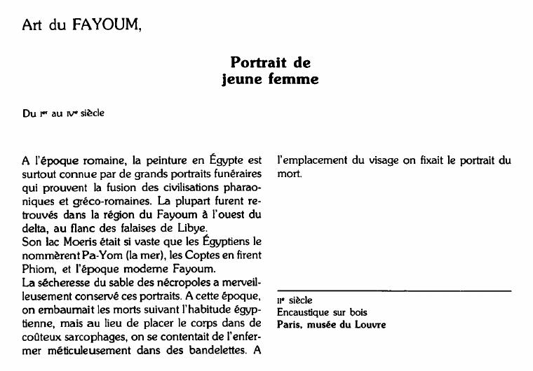 Prévisualisation du document Art du FAYOUM:Portrait dejeune femme.