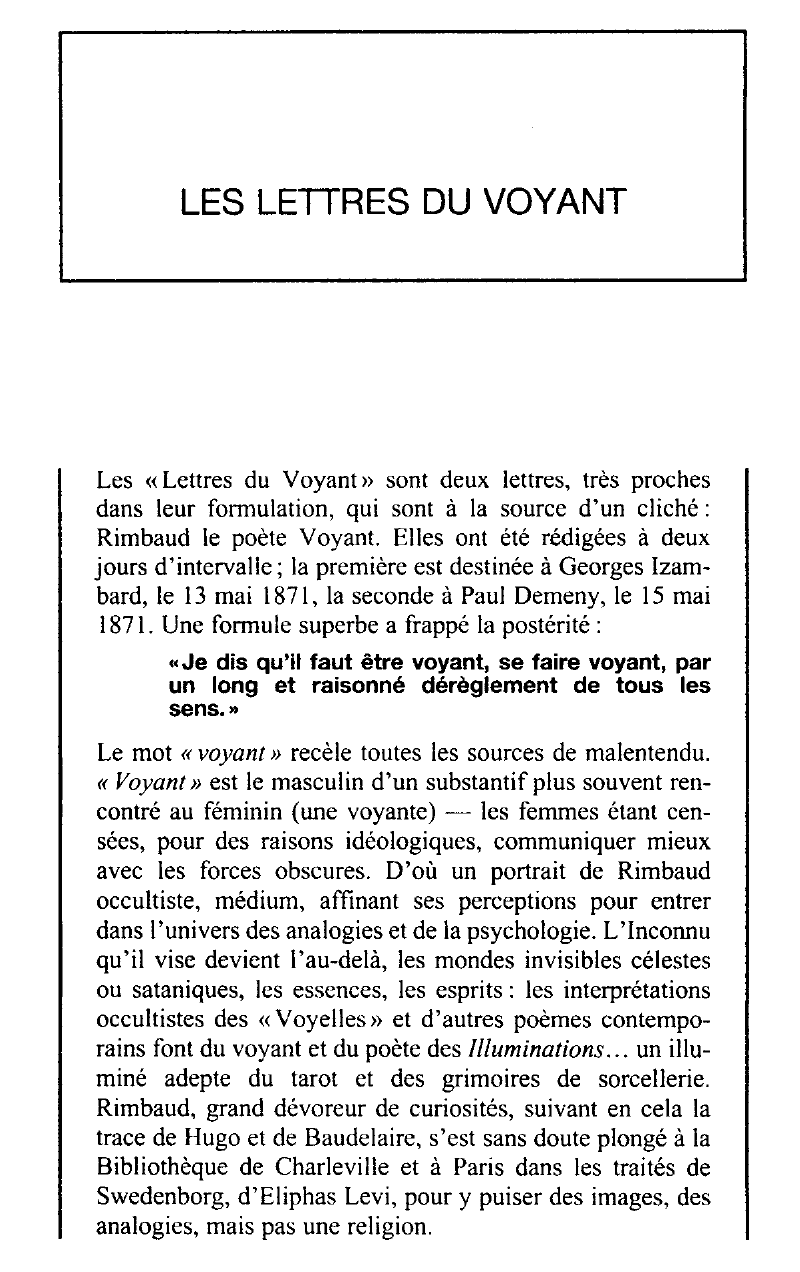 Prévisualisation du document 	Arthur RIMBAUD: Lettre du voyant (Résumé & Analyse)