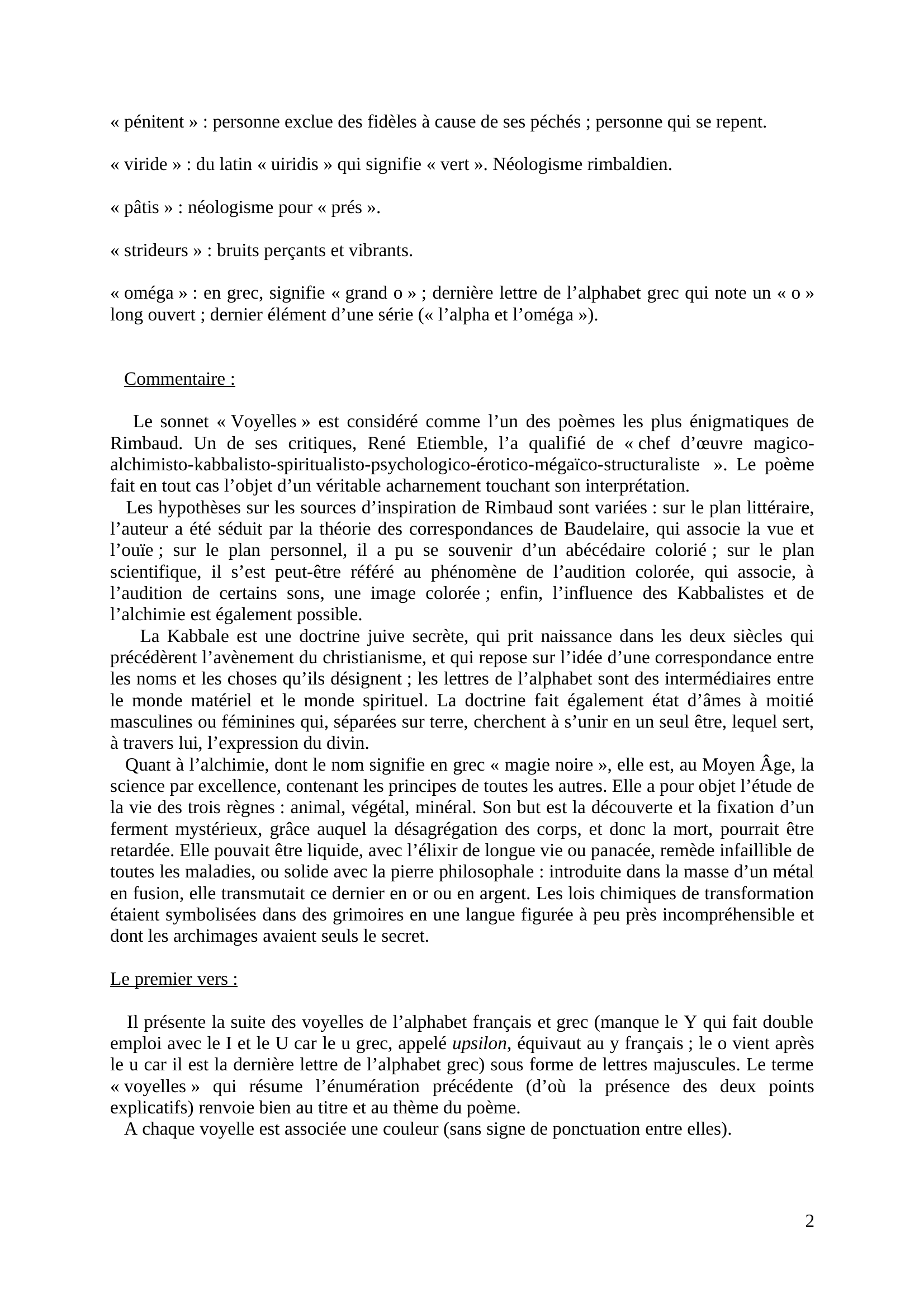 Prévisualisation du document Arthur Rimbaud - Voyelles analyse