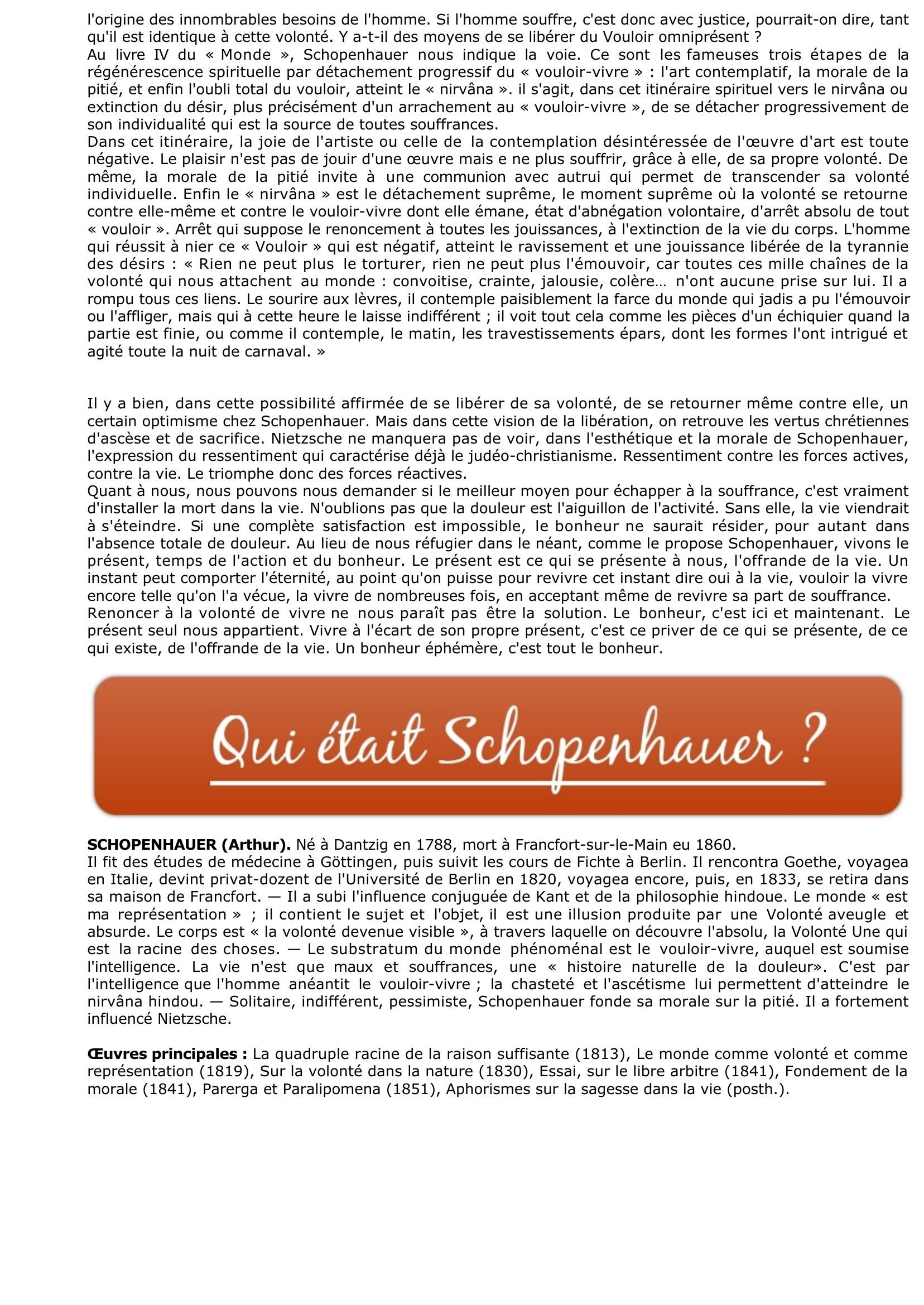 Prévisualisation du document Arthur SCHOPENHAUER: DESIR ET BONHEUR