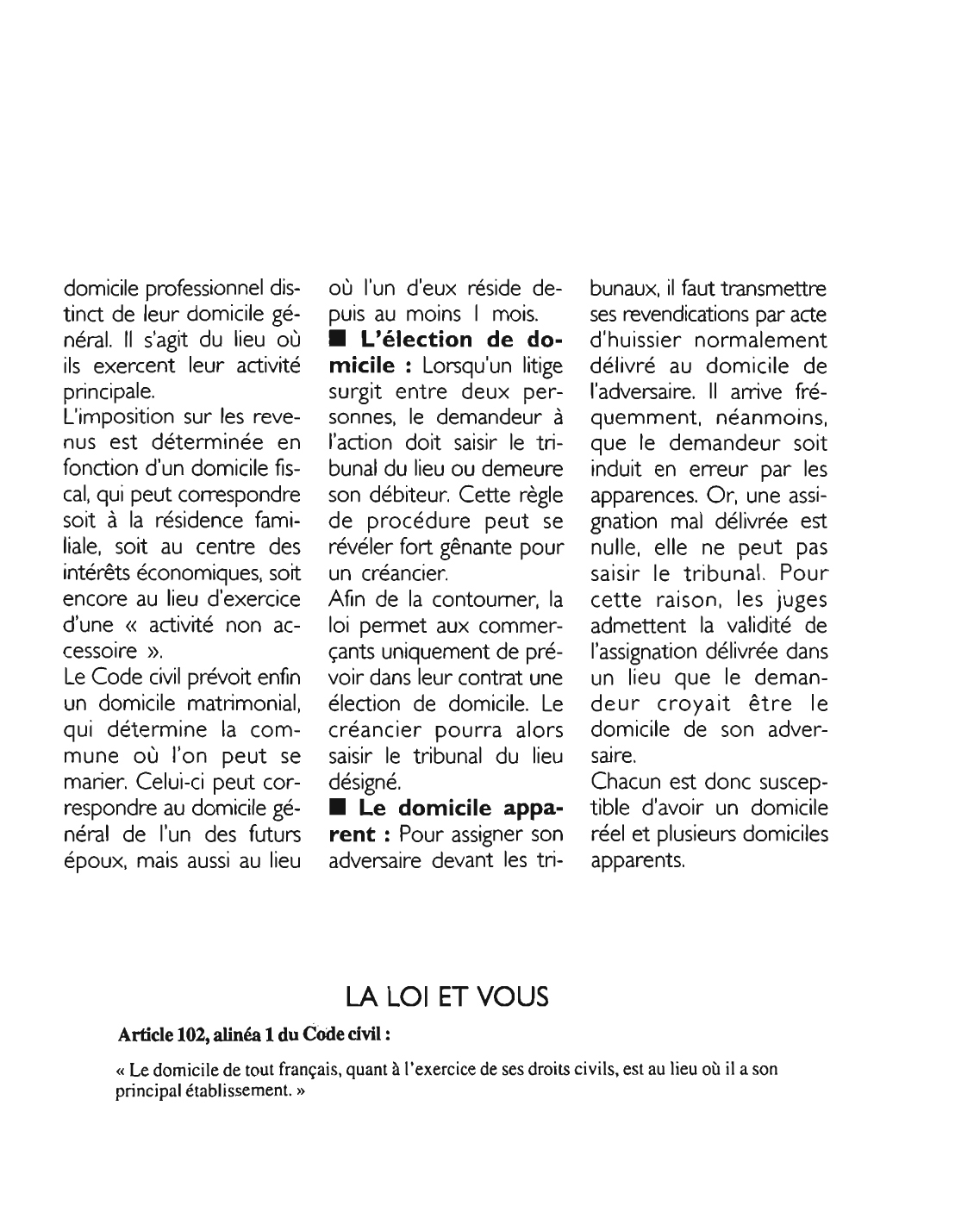 Prévisualisation du document Article 102, alinéa 1 du Code civil : commentaire