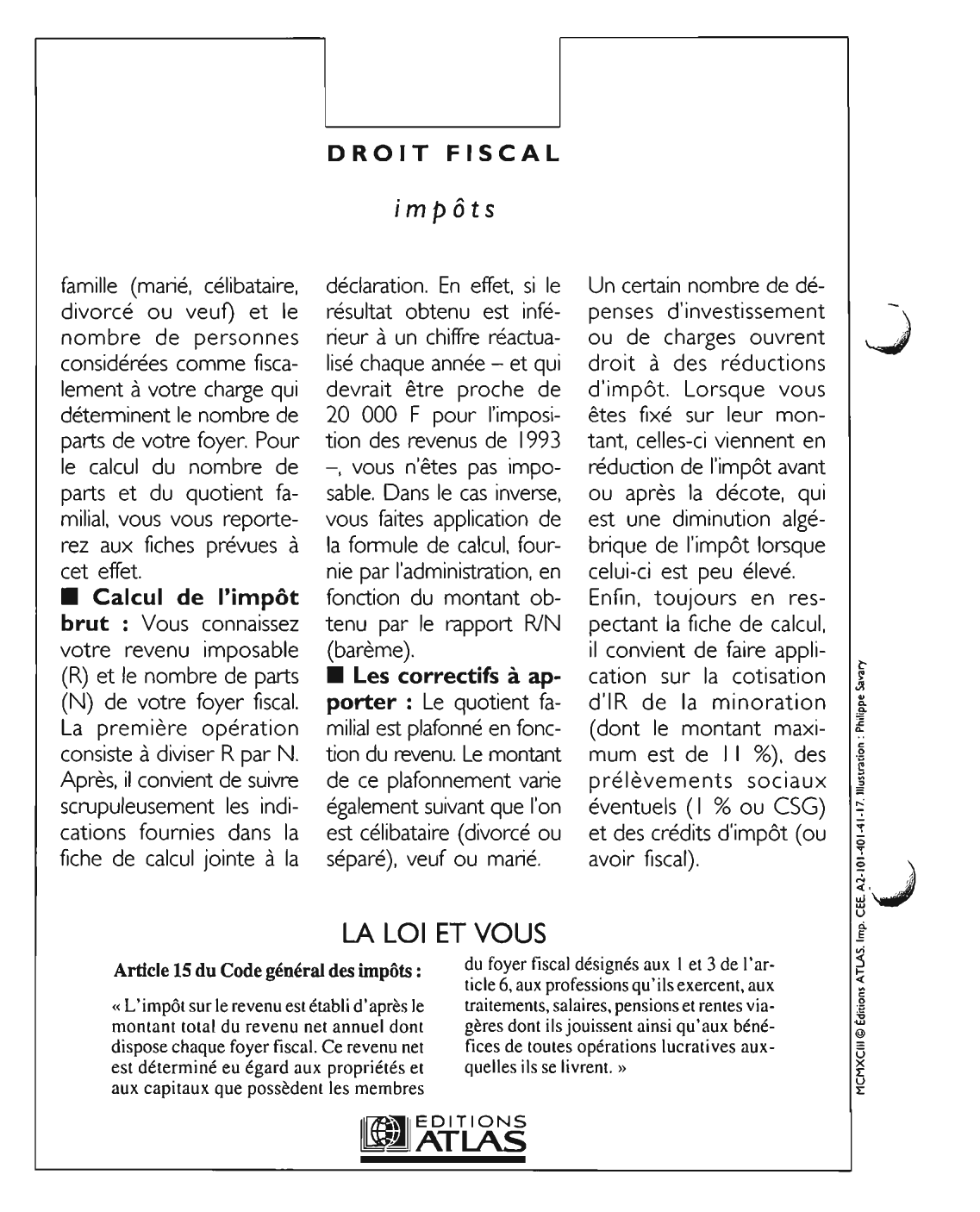 Prévisualisation du document Article 15 du Code général des impôts : commentaire