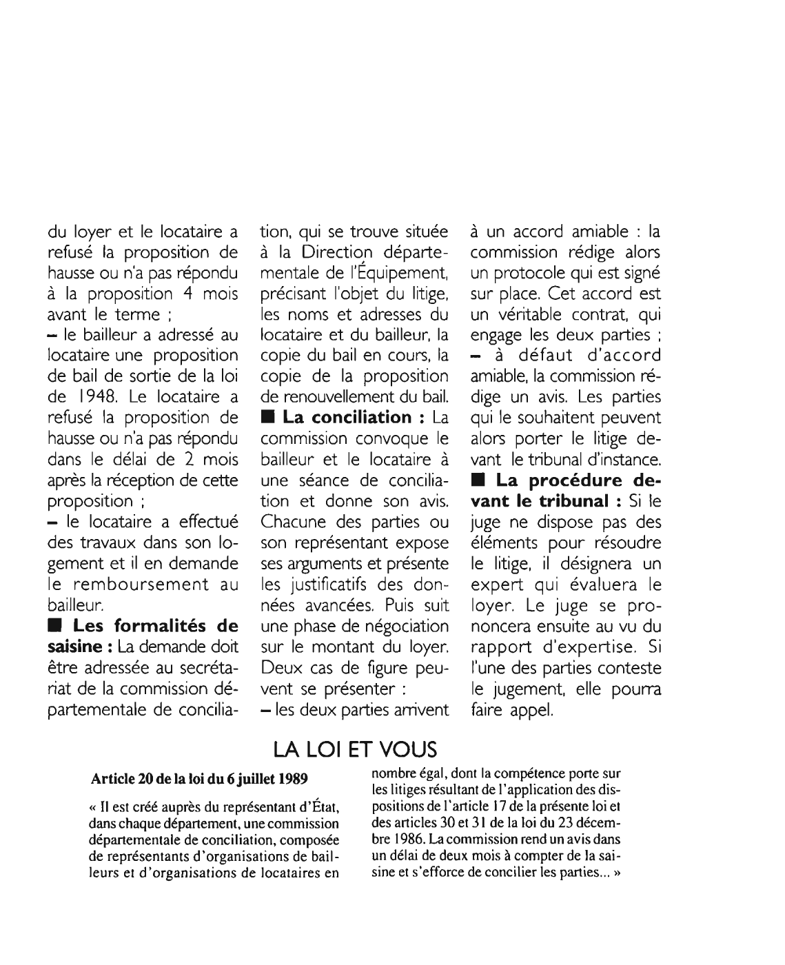 Prévisualisation du document Article 20 de la loi du 6 juillet 1989: commentaire