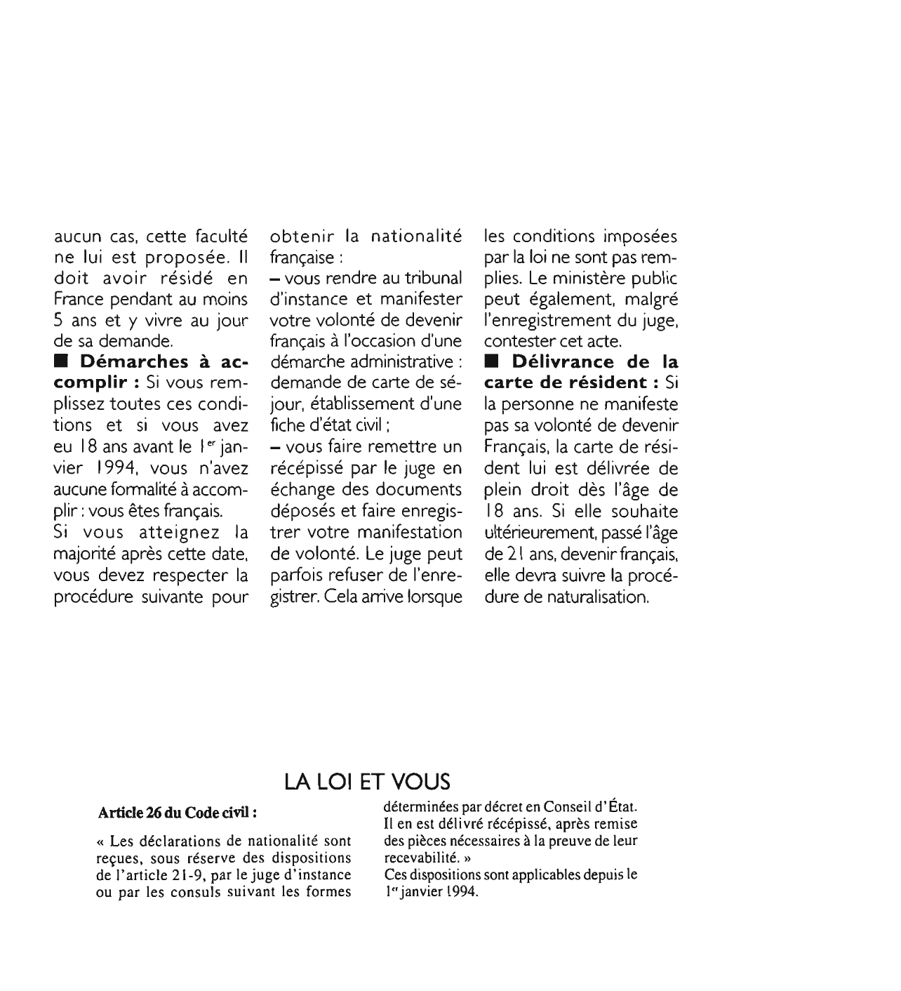 Prévisualisation du document Article 26 du Code civil : commentaire
