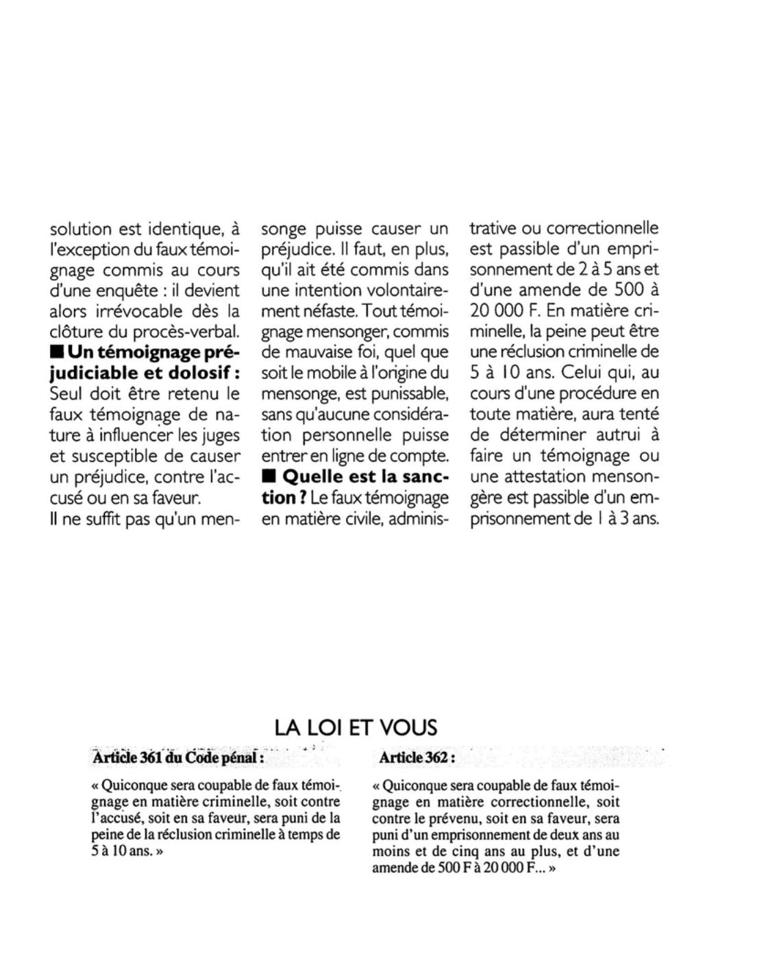 Prévisualisation du document Article 361 duCode pénal : commentaire
