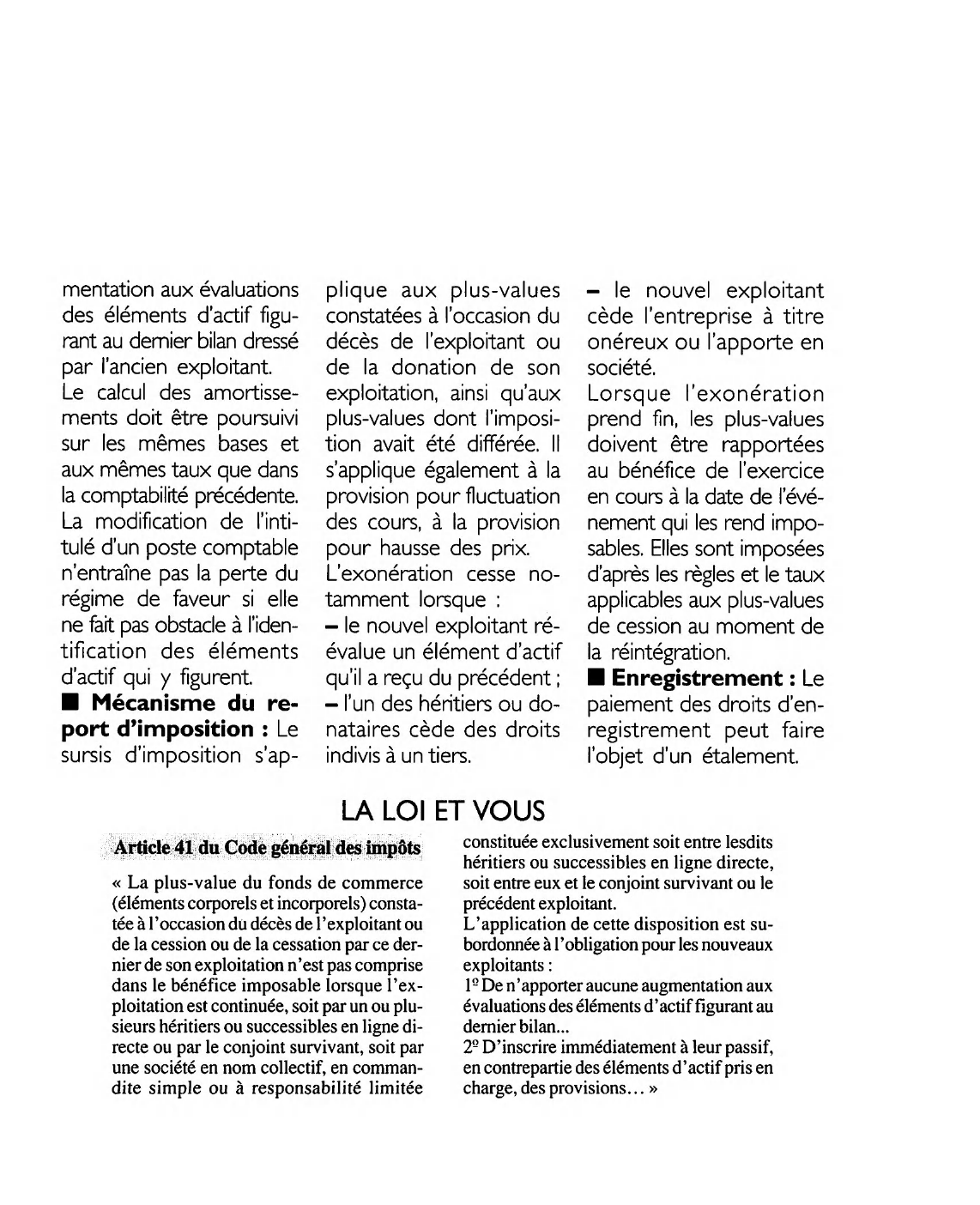 Prévisualisation du document Article 41 du Code général des impôts: commentaire