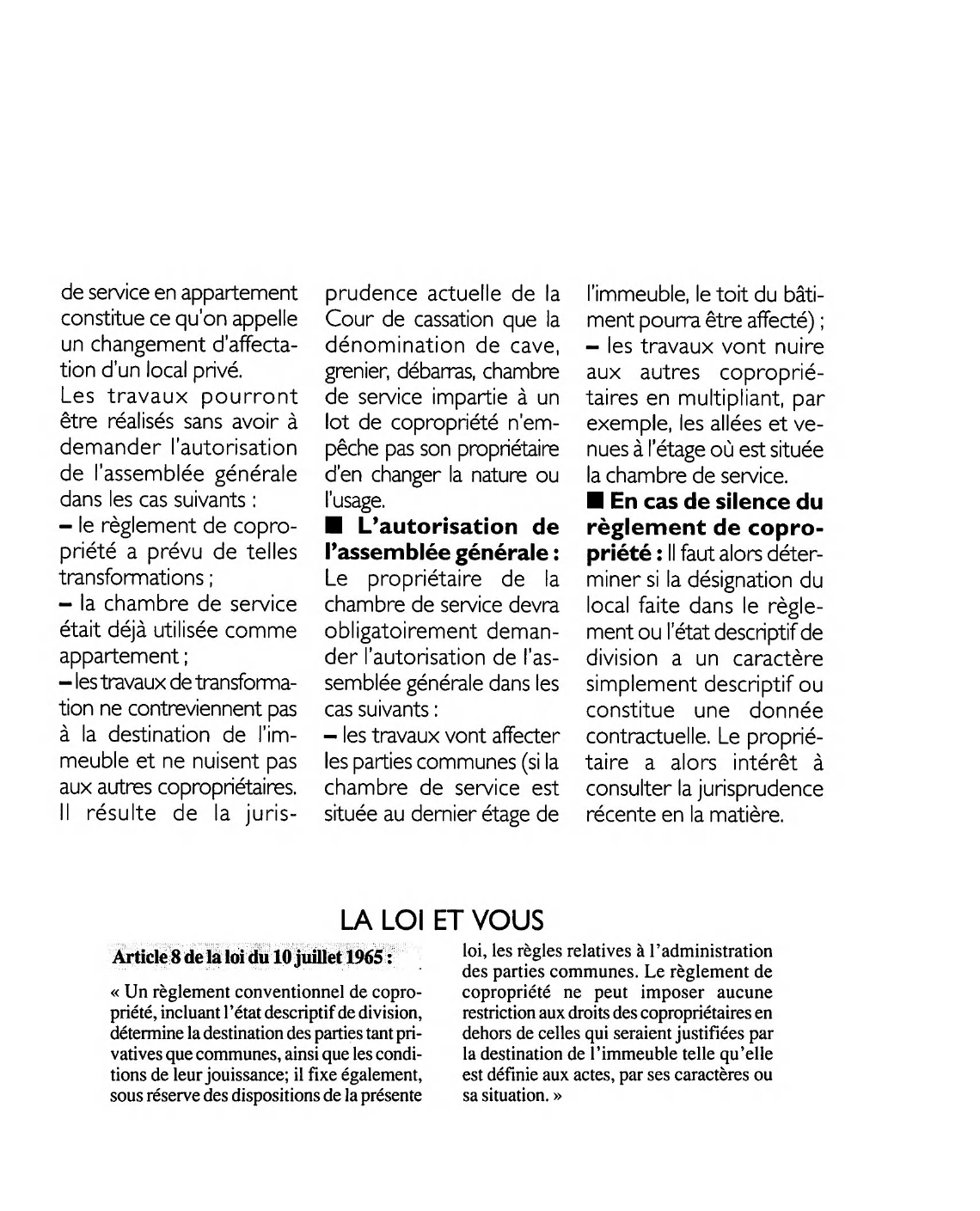 Prévisualisation du document Article 8 delà loi du 10 juillet 1965 : commentaire