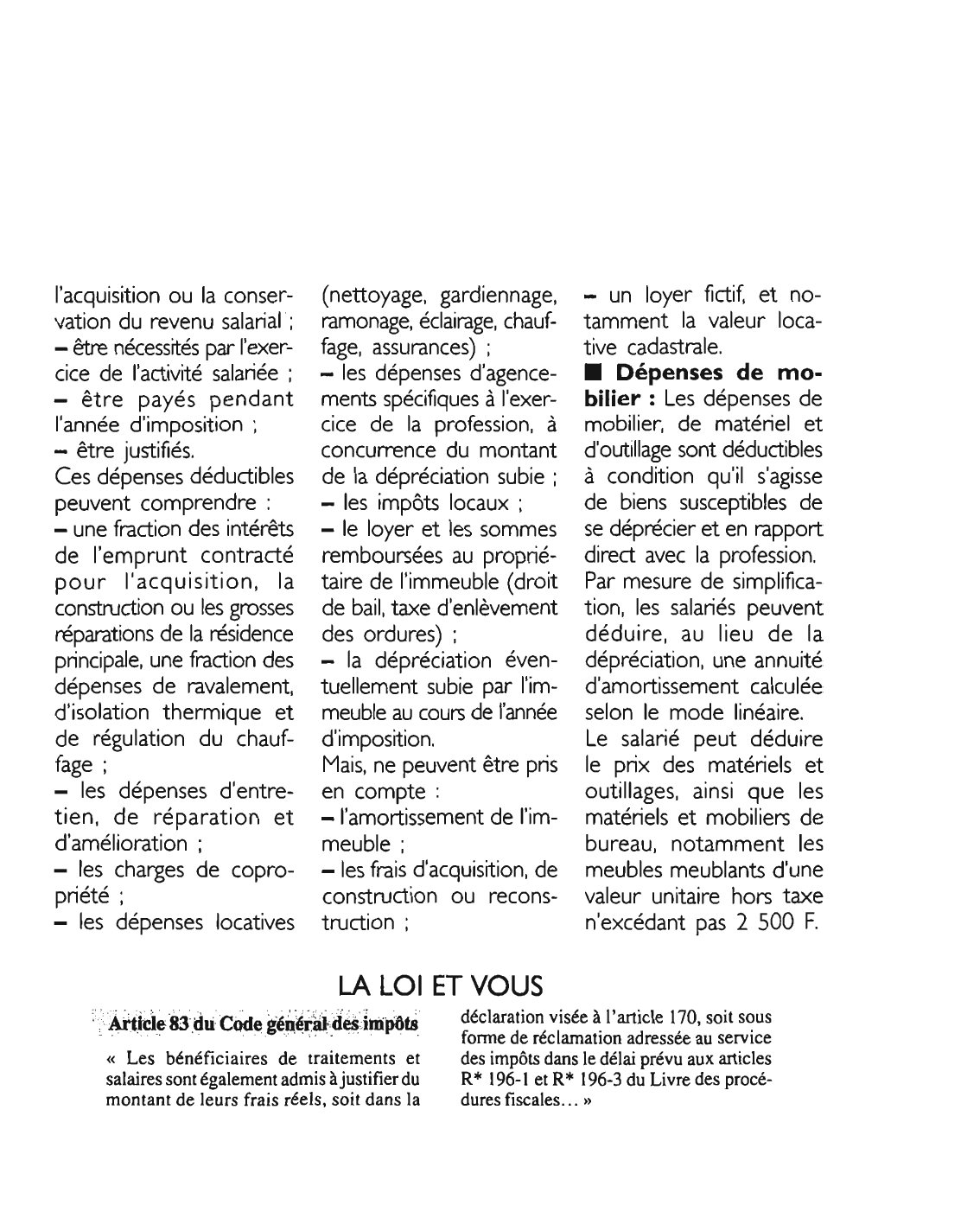 Prévisualisation du document Article 83 du Code général des impôts: commentaire