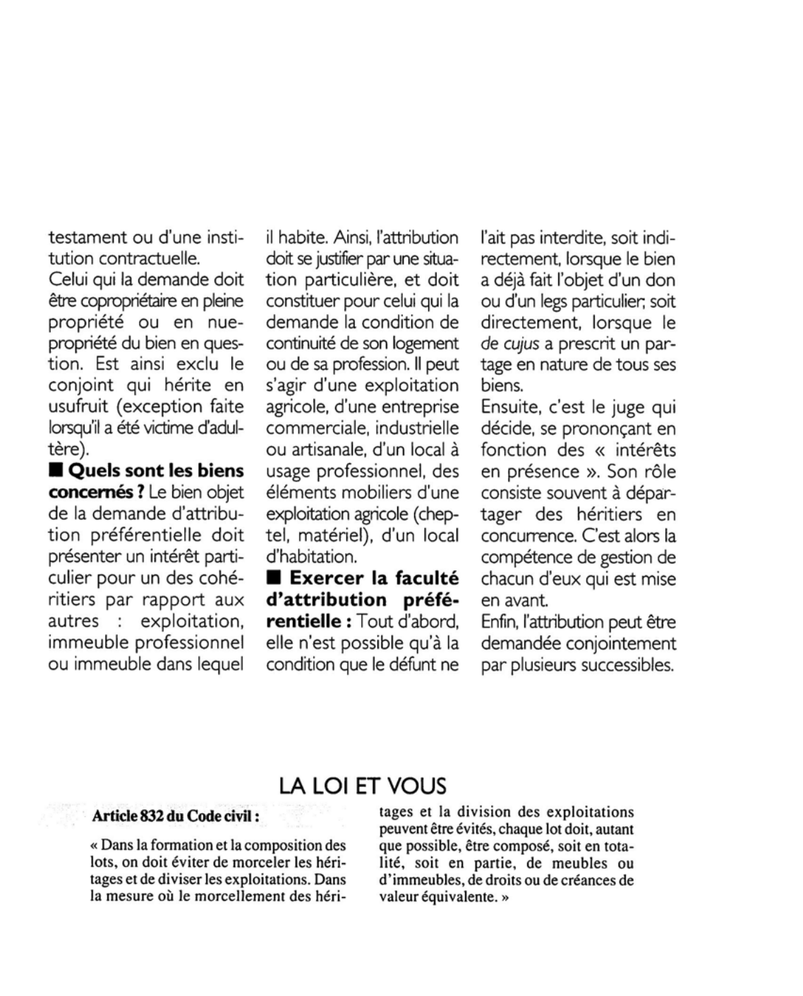 Prévisualisation du document Article 832 du Code civil : commentaire