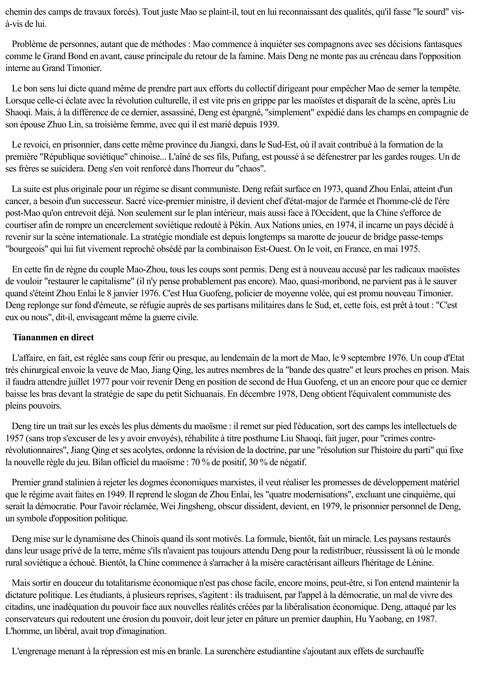 Prévisualisation du document Article de presse: Deng Xiaoping, la véridique histoire du dernier empereur