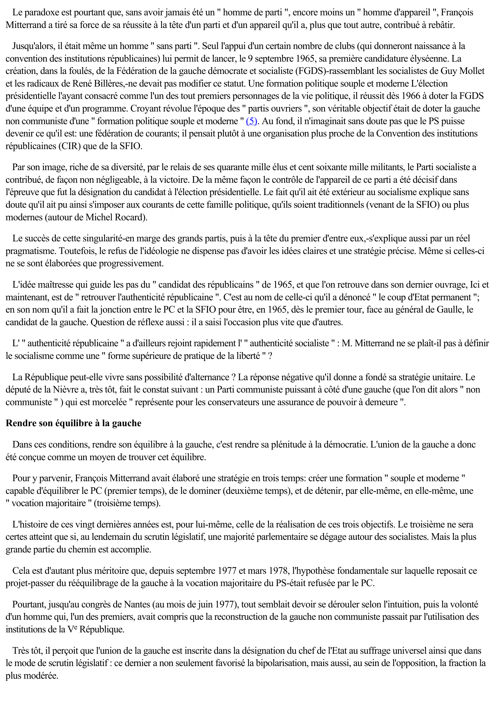 Prévisualisation du document Article de presse: François Mitterrand ou la victoire de la persévérance