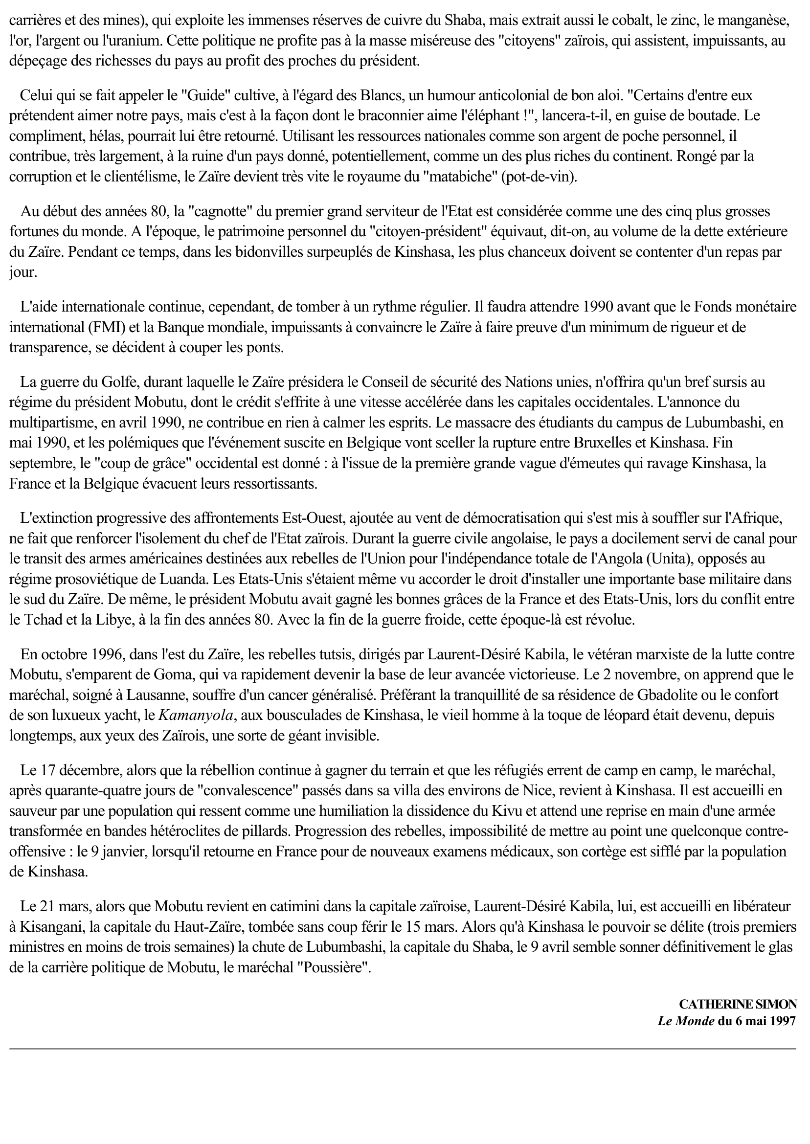Prévisualisation du document Article de presse: Le crépuscule du maréchal "Poussière"