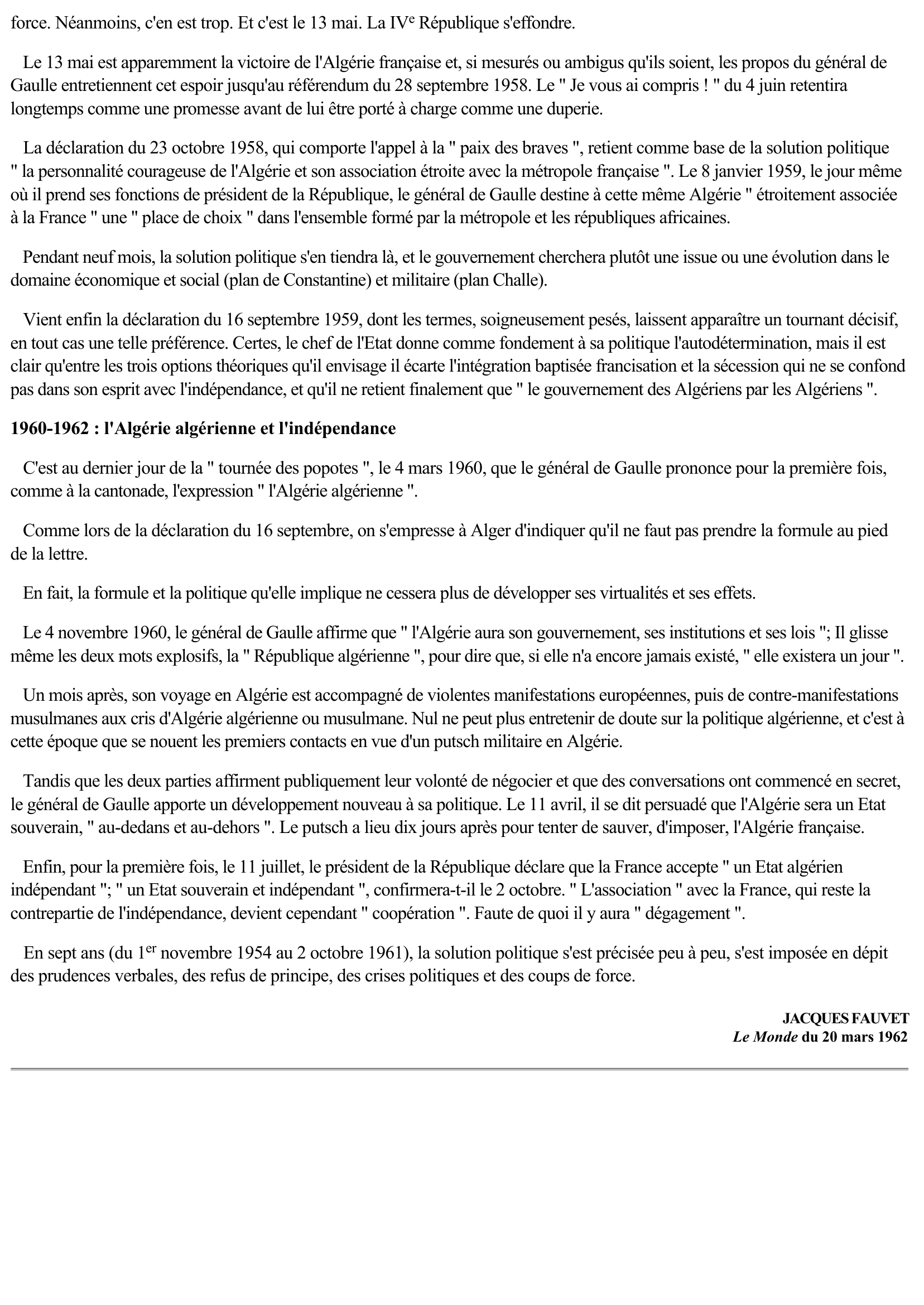 Prévisualisation du document Article de presse: Les accords d'Evian