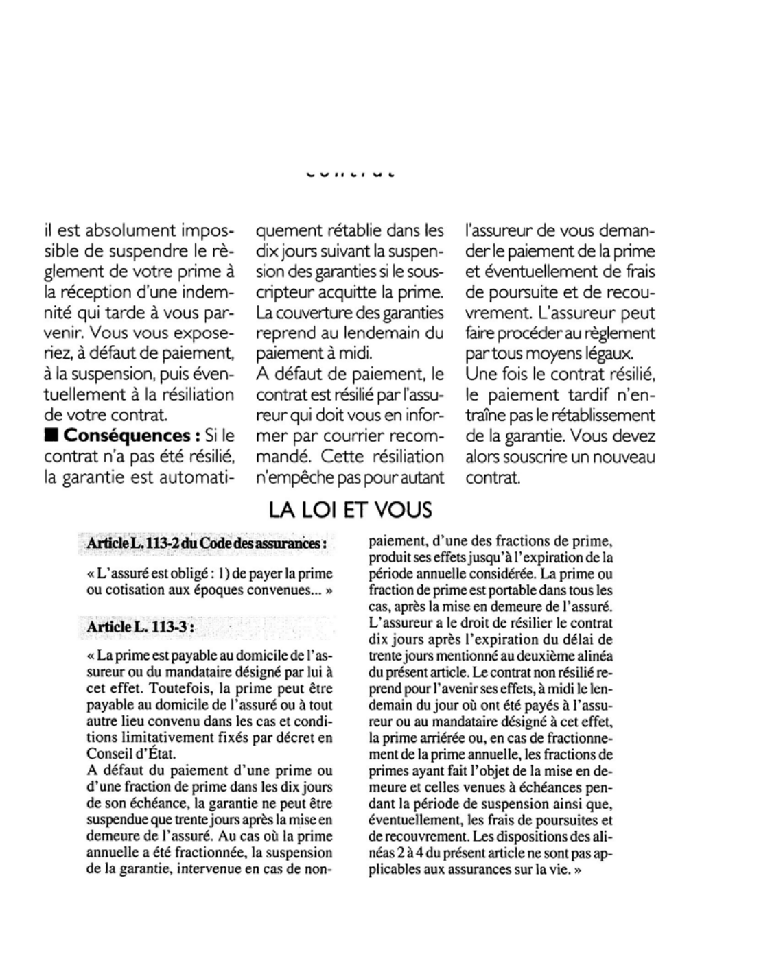 Prévisualisation du document Article L. 113-2 du Code des assurances : commentaire