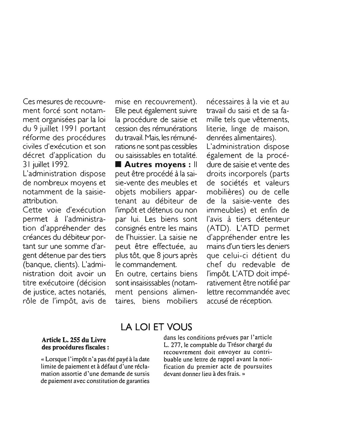 Prévisualisation du document Article L. 255 du Livre des procédures fiscales : commentaire
