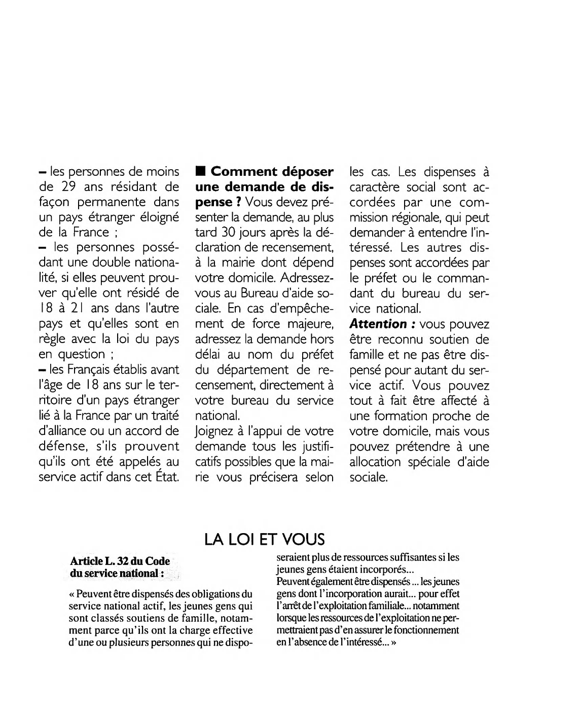 Prévisualisation du document Article L. 32 du Code du service national : commentaire