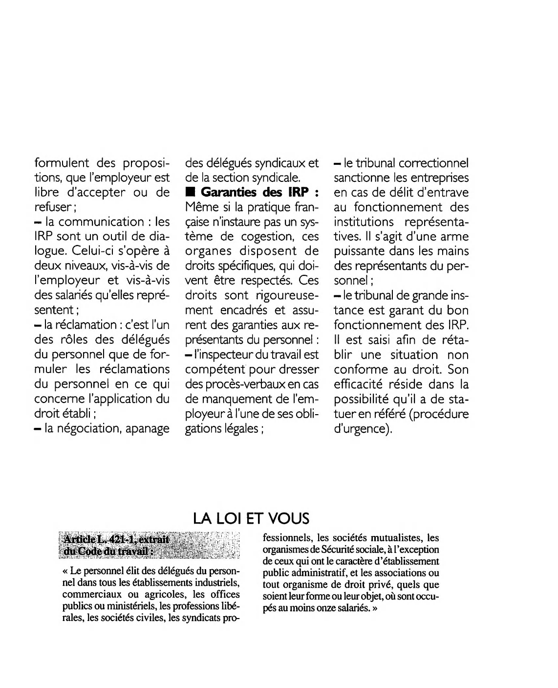 Prévisualisation du document Article L. 421-1 du code du travail: commentaire