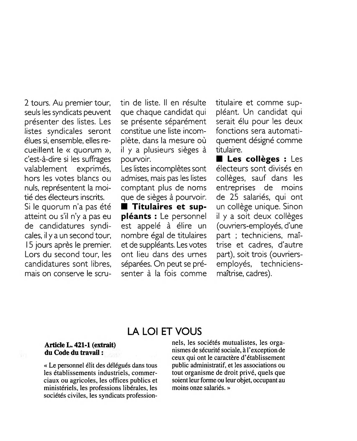 Prévisualisation du document Article L. 421-1 (extrait) du Code du travail : commentaire