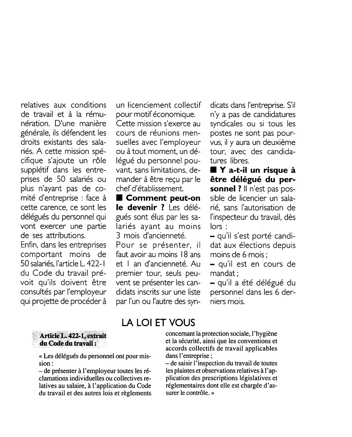 Prévisualisation du document Article L. 422-1, extrait du Code du travail : commentaire