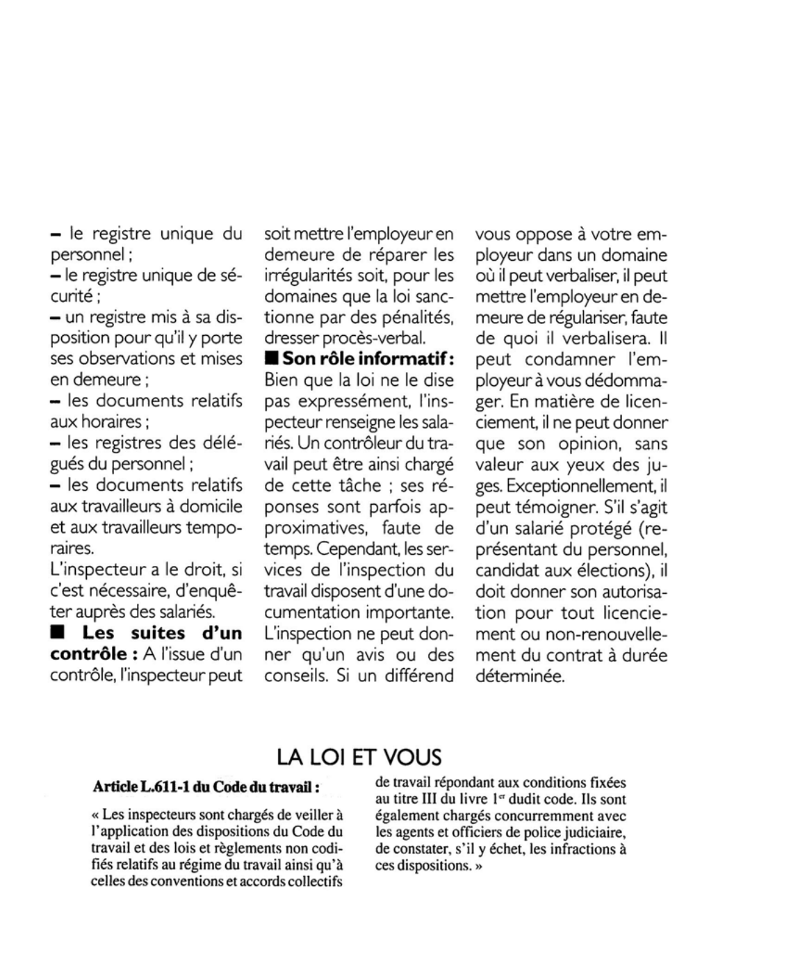 Prévisualisation du document Article L.611-1 du Code du travail : commentaire