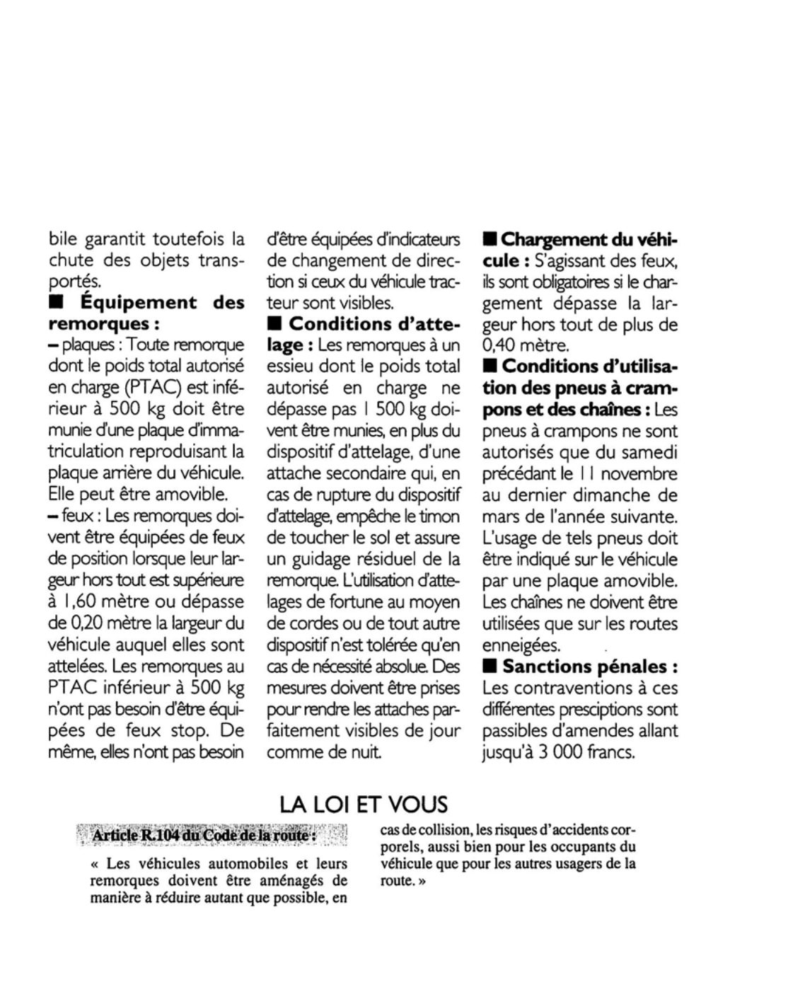 Prévisualisation du document Article R.104 du Code de la route : commentaire