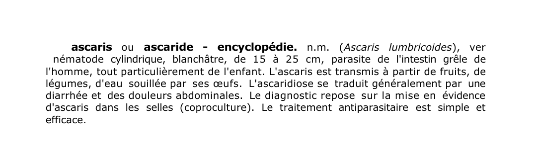 Prévisualisation du document ascaris ou ascaride - encyclopédie.