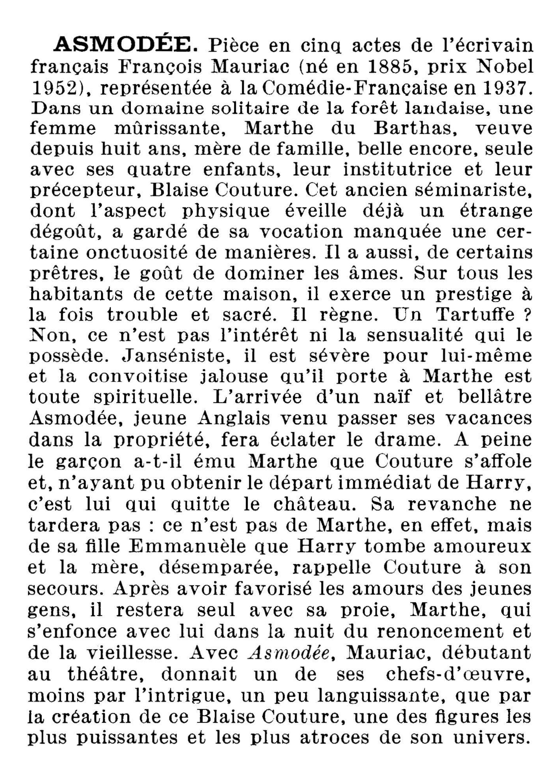 Prévisualisation du document ASMODÉE François Mauriac (résumé)