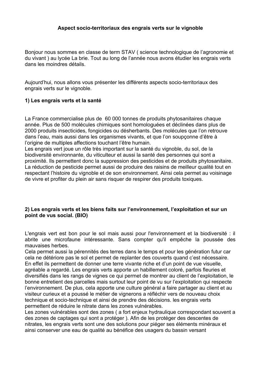 Prévisualisation du document Aspect socio-territoriaux des engrais verts sur le vignoble