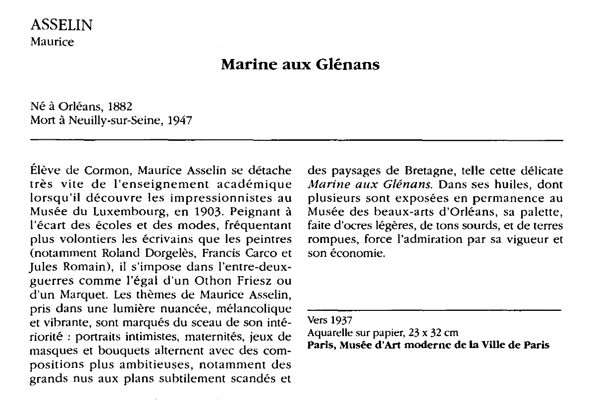 Prévisualisation du document ASSELIN Maurice : Marine aux Glénans