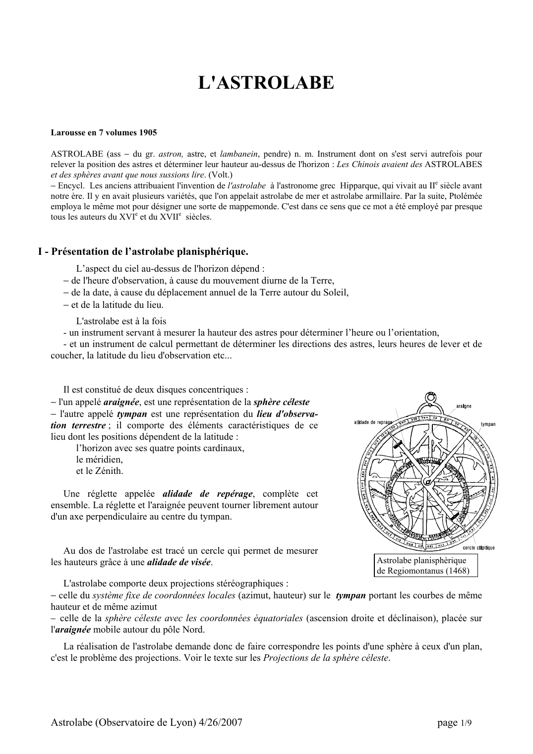 Prévisualisation du document Astrolabe