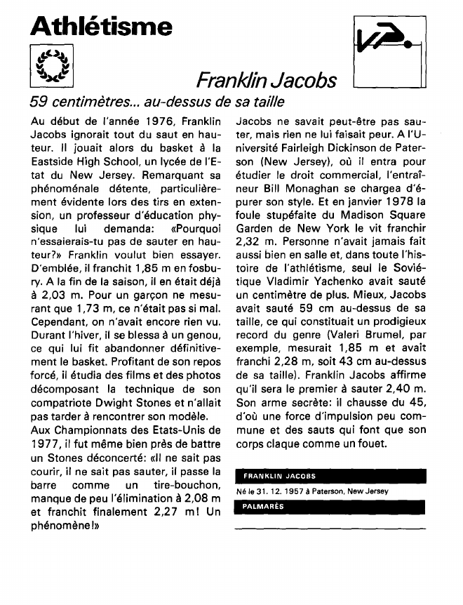 Prévisualisation du document AthlétismeFranklin Jacobs .