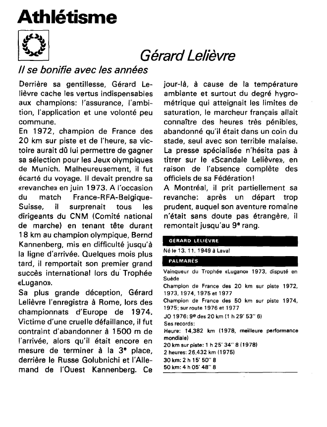 Prévisualisation du document Athlétisme:Gérard Lelièvre.