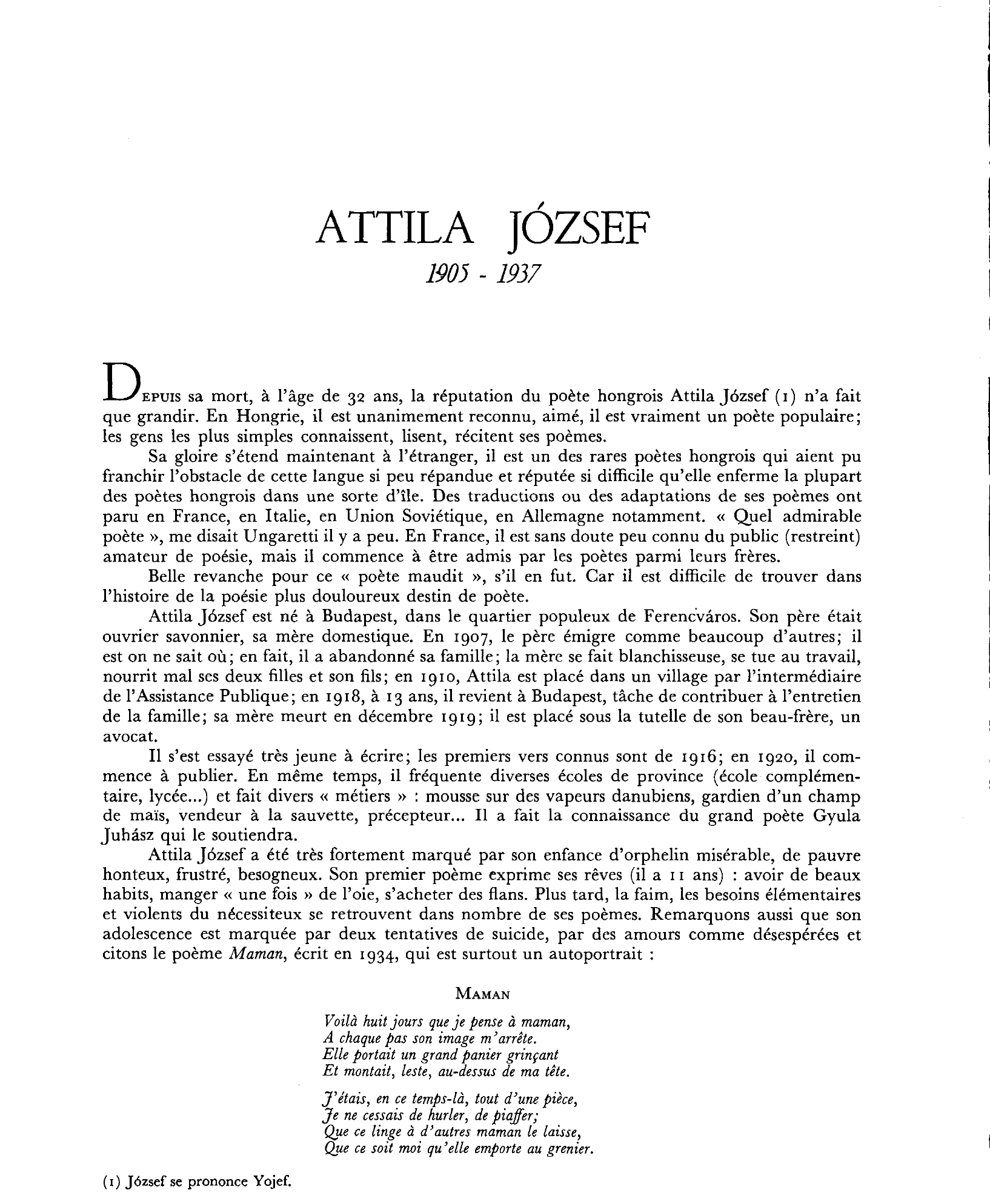 Prévisualisation du document ATTILA JOZSEF