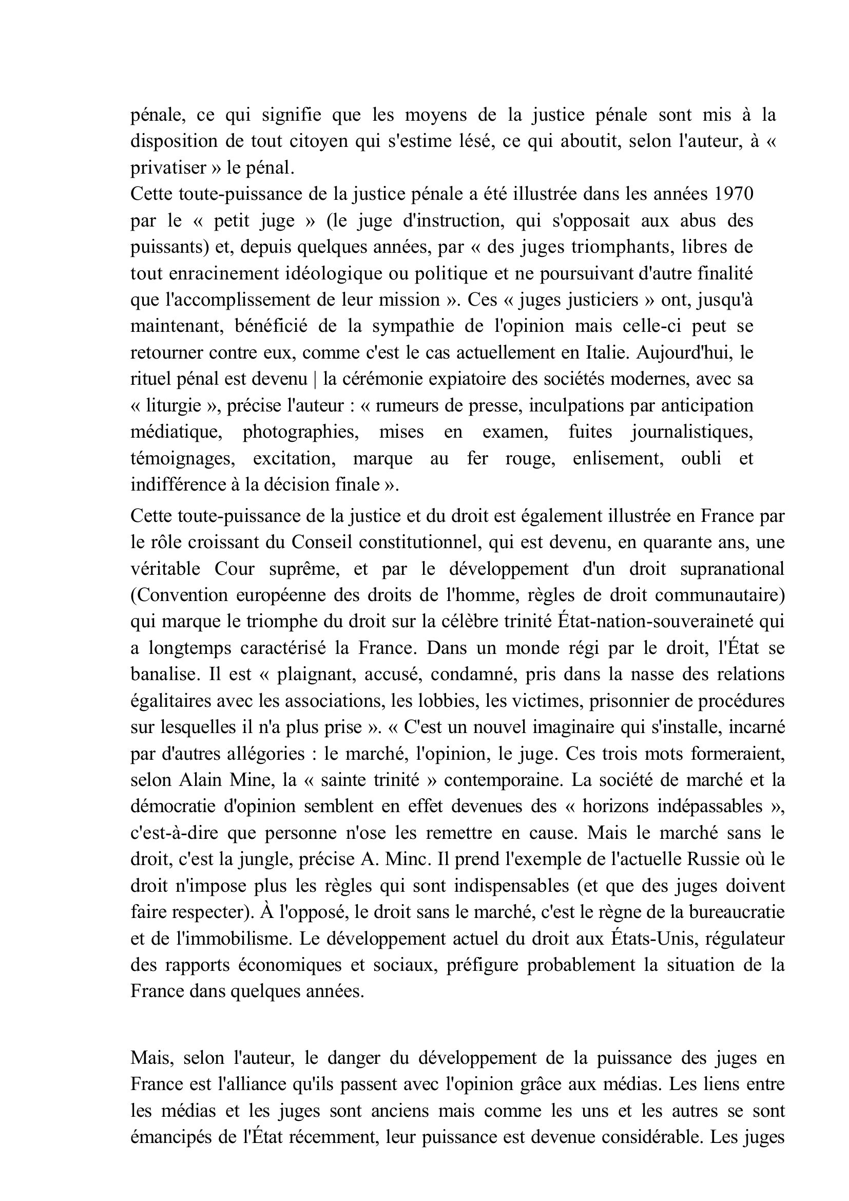 Prévisualisation du document Au nom de la loi, Alain Minc (Gallimard, 1998) - Fiche de lecture