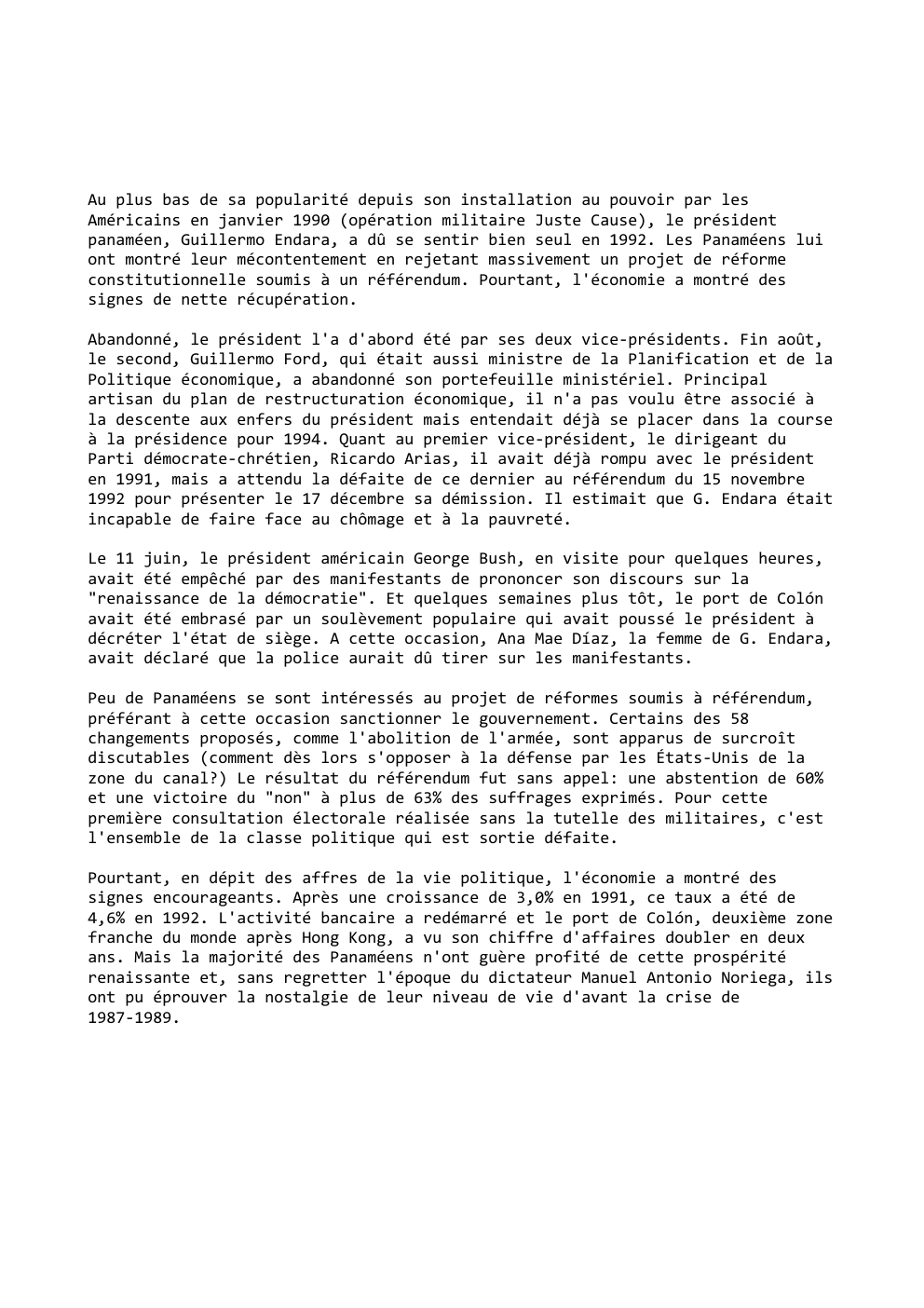 Prévisualisation du document Au plus bas de sa popularité depuis son installation au pouvoir par les
Américains en janvier 1990 (opération militaire Juste...