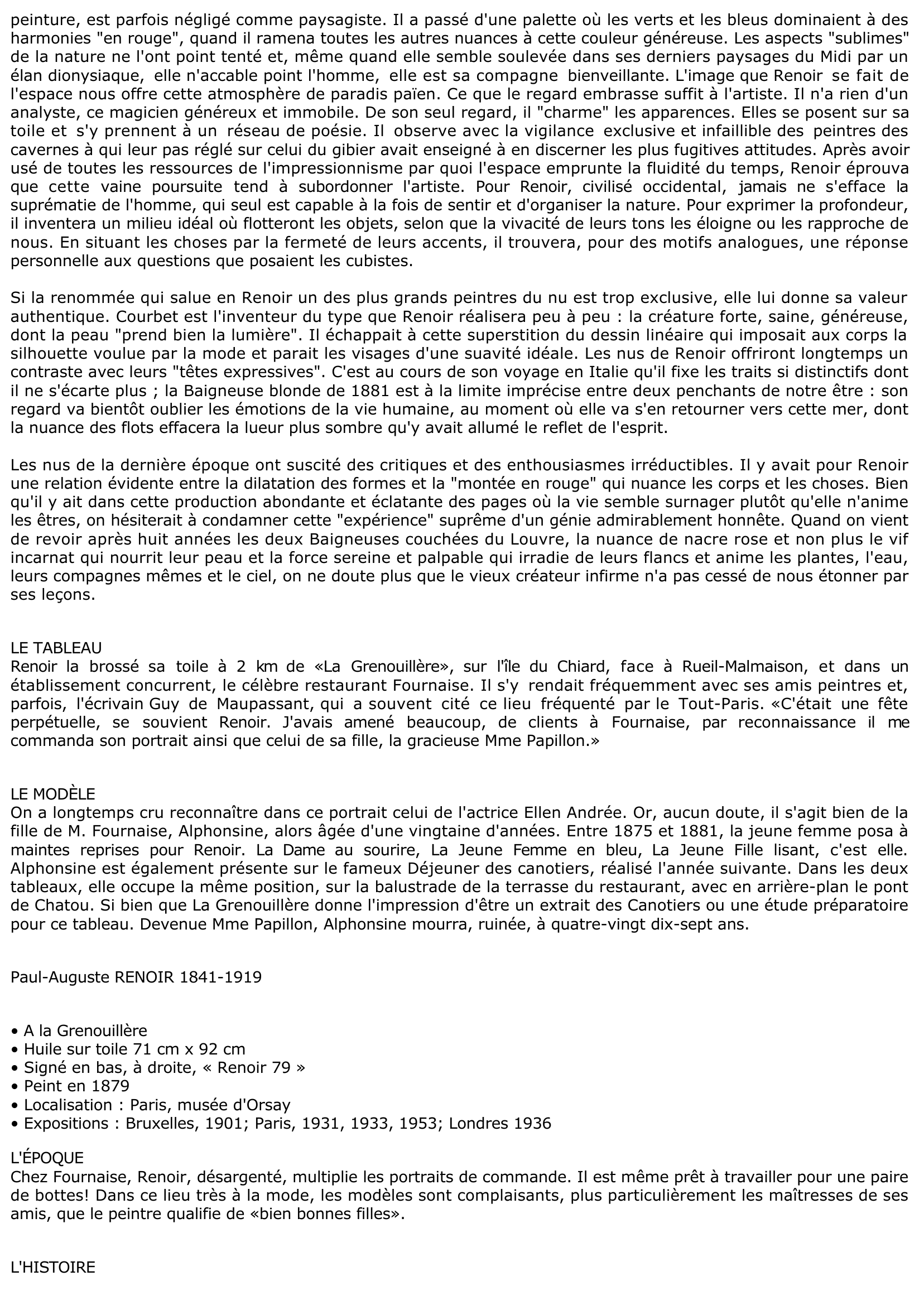 Prévisualisation du document Auguste RENOIR: A LA GRENOUILLÈRE