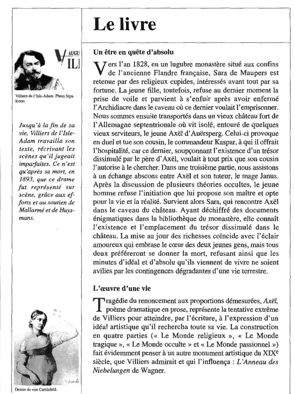 Prévisualisation du document Auguste VILLIERS de L'ISLE-ADAM : Axël