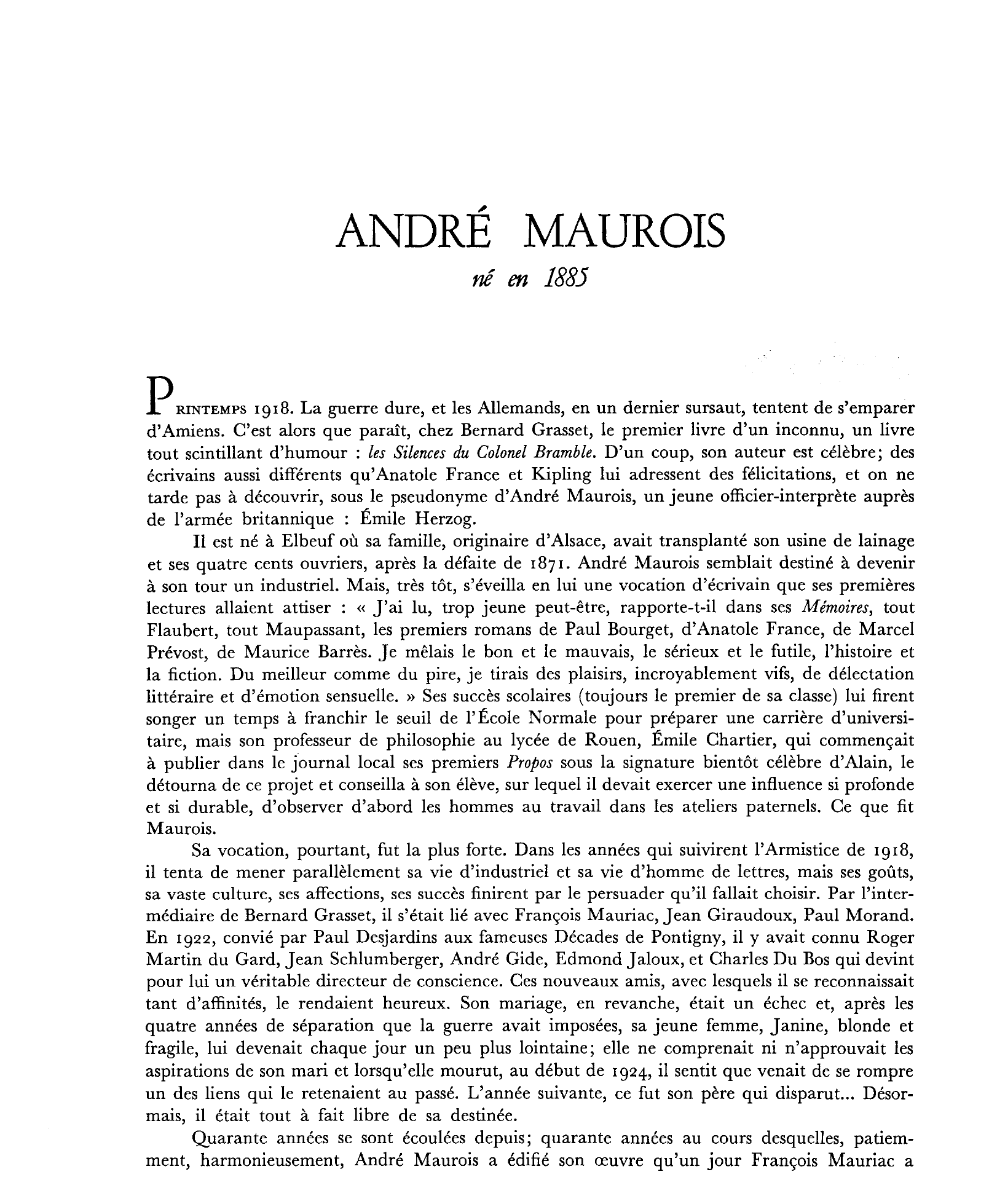 Prévisualisation du document AUTEUR: MAUROIS André