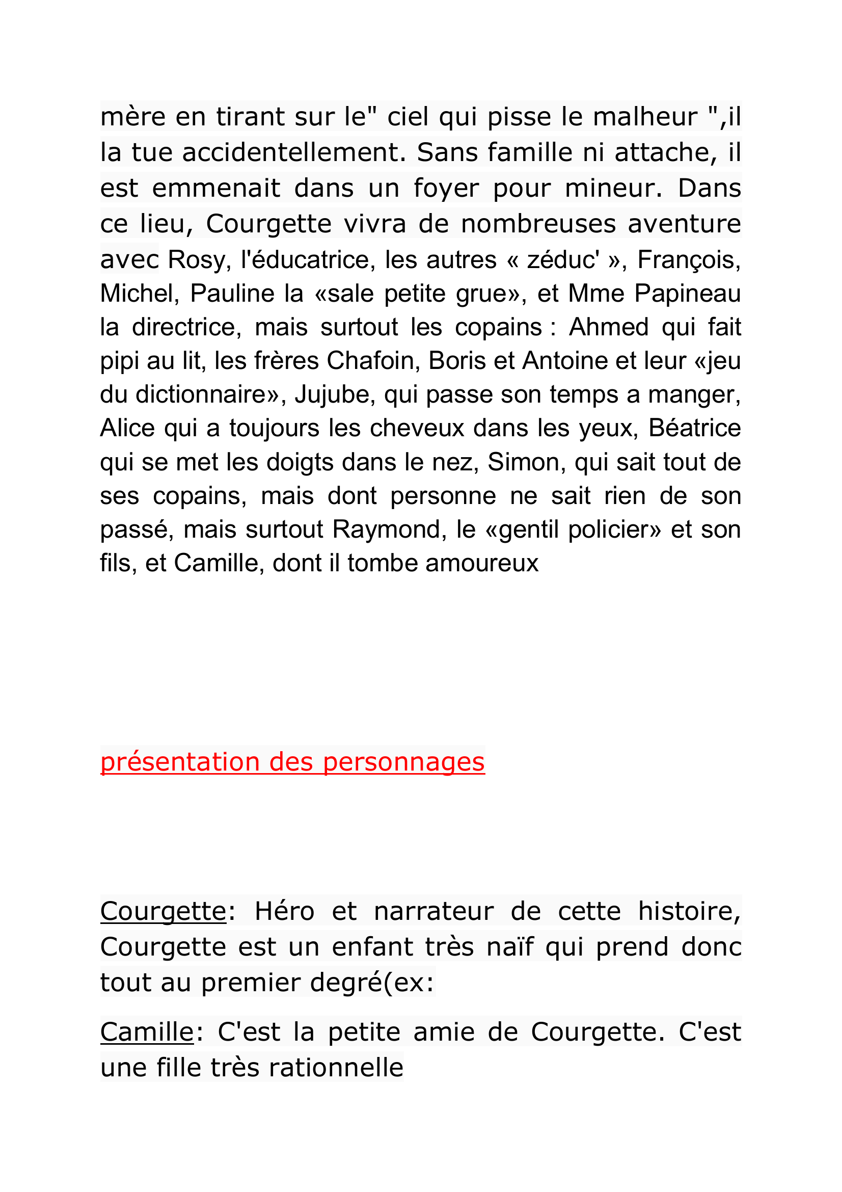 Prévisualisation du document Autobiographie  d'une courgette de Gilles Paris (fiche de lecture)