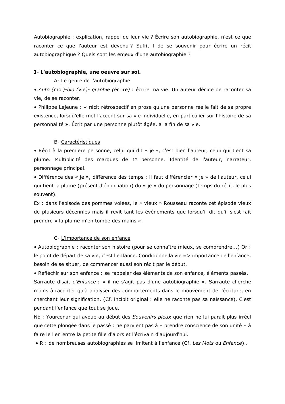 Prévisualisation du document Autobiographie : explication, rappel de leur vie ? Écrire son autobiographie, n'est-ce que
raconter ce que l'auteur est devenu ?...