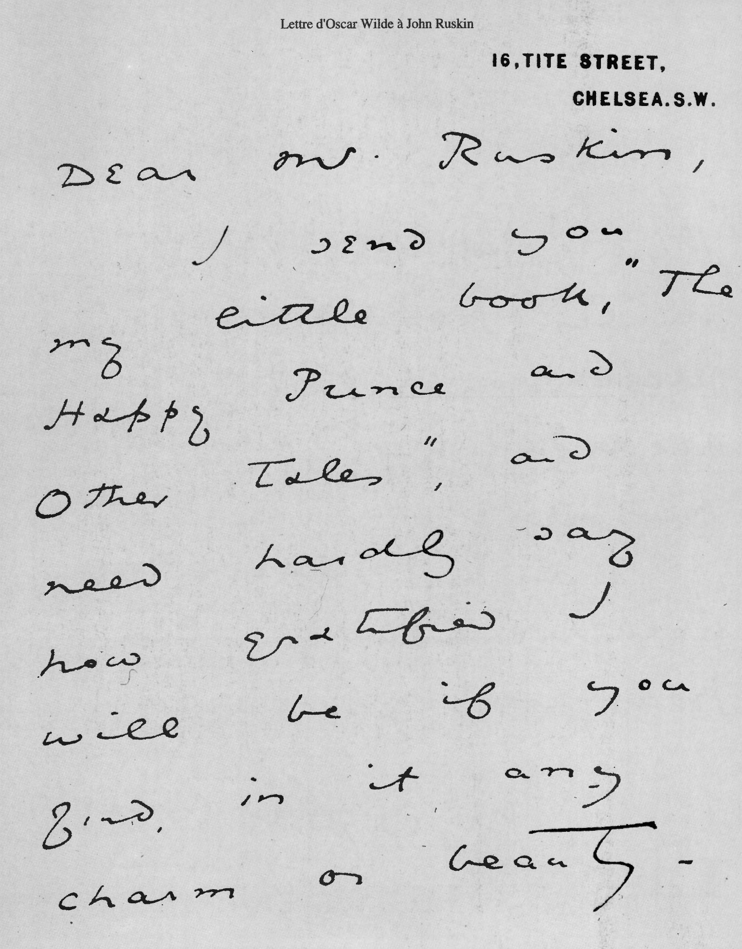 Prévisualisation du document Autographe (en français) d'Oscar Wilde