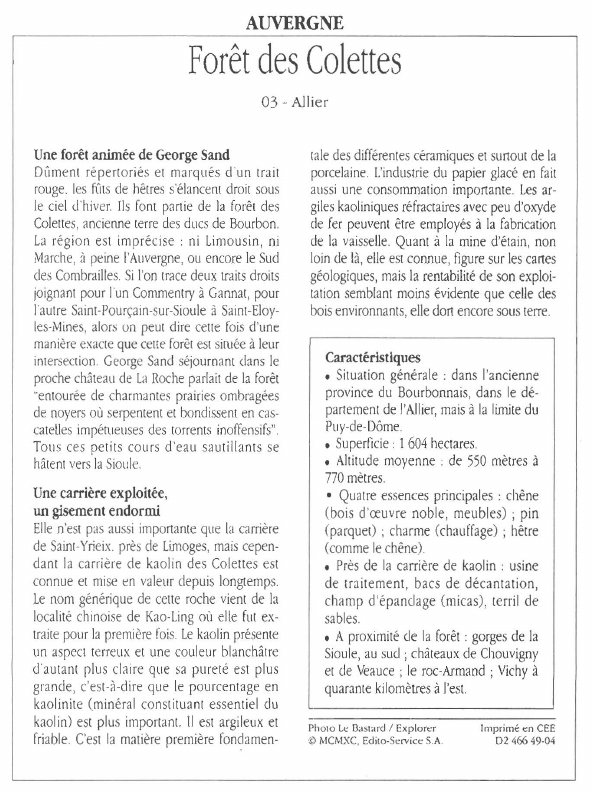 Prévisualisation du document AUVERGNE 	Forêt des Colettes.