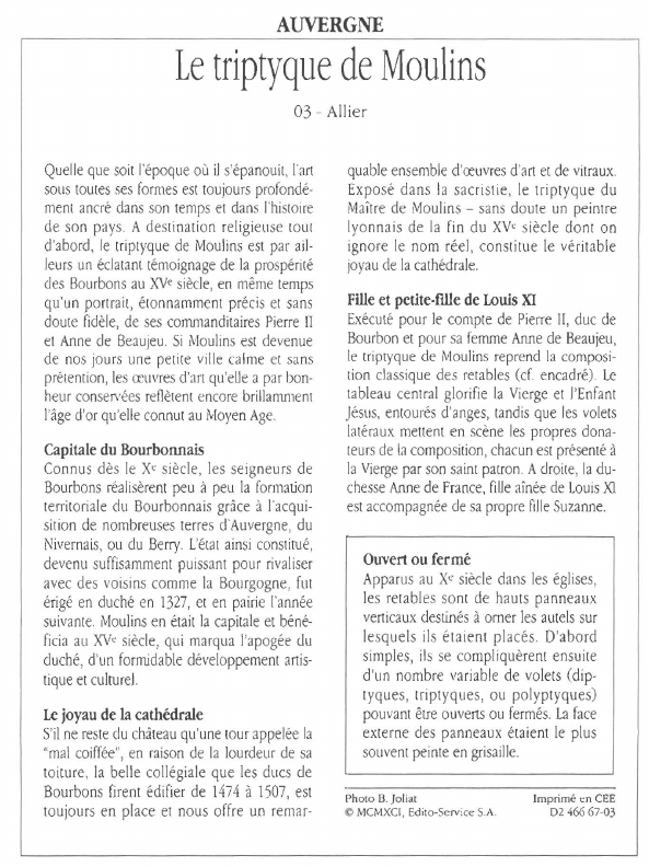 Prévisualisation du document AUVERGNE: Le triptyque de Moulins.